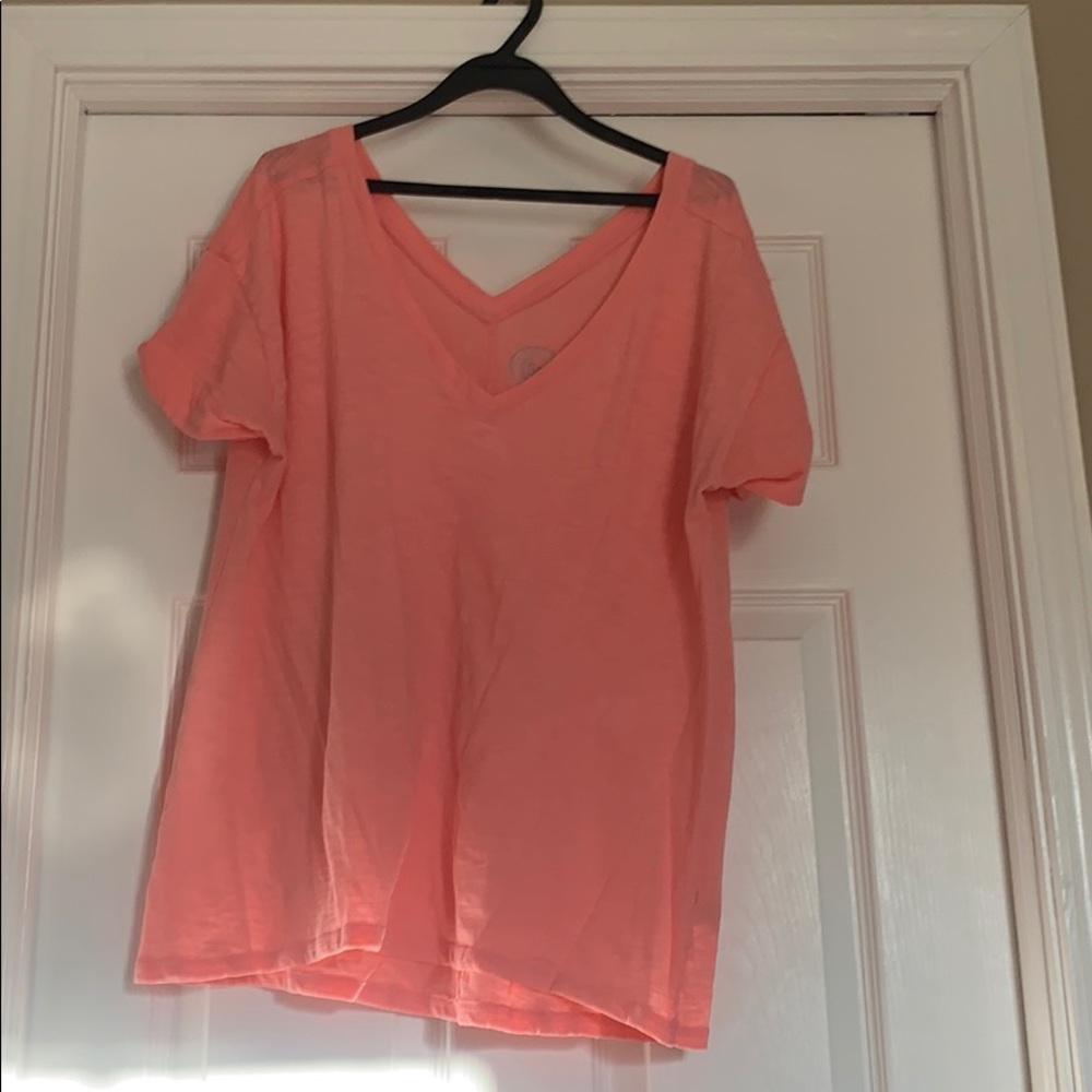 Coral colored fitted tee